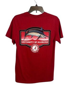 Guy Harvey University of Alabama T Shirt cotton red collegiate football unisex